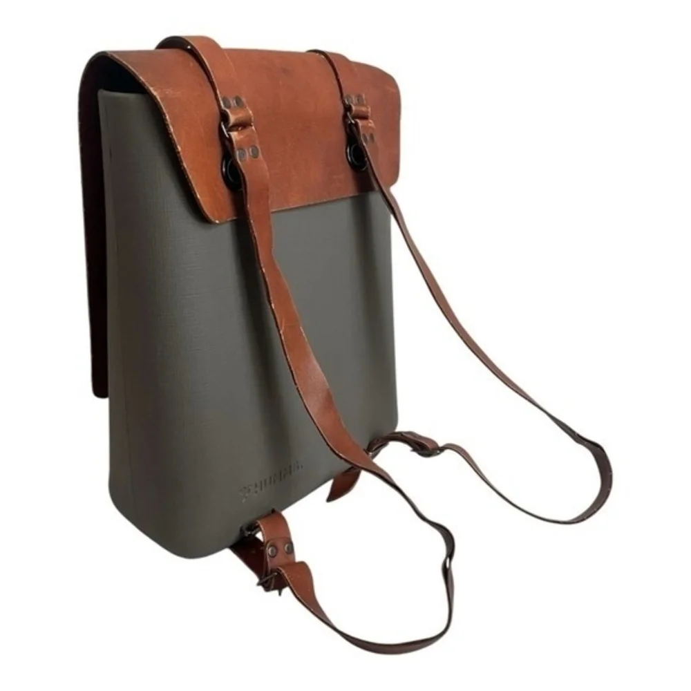 HUMMS Mammbo Grey Resin Brown Leather Unisex Backpack Argentina Travel Good Plus - Picture 3 of 7